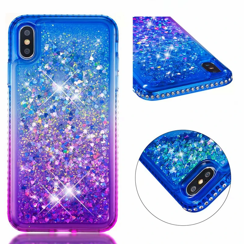 Для Iphone XR XS MAX X 8 7 6 6s 5 SE Touch сердце Роскошный Металлический зыбучий песок мягкий