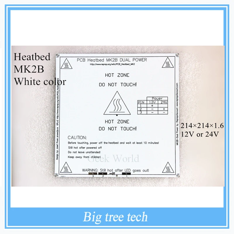 

New White Color RepRap 3D Printer PCB Heatbed MK2B Heat Bed Hot Plate For Prusa & Mendel MK2A  for 3d printer parts