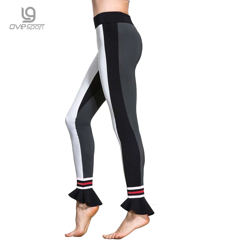 OVESPORT Stripe Women Sports Leggings Fitness Yoga Pants Workout