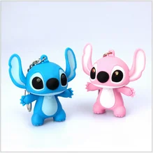 New Arrival Lilo & Stitch LED Flashlight Keychain with Sound Cute Action Figure Toys Gift Music Keychain Action-035
