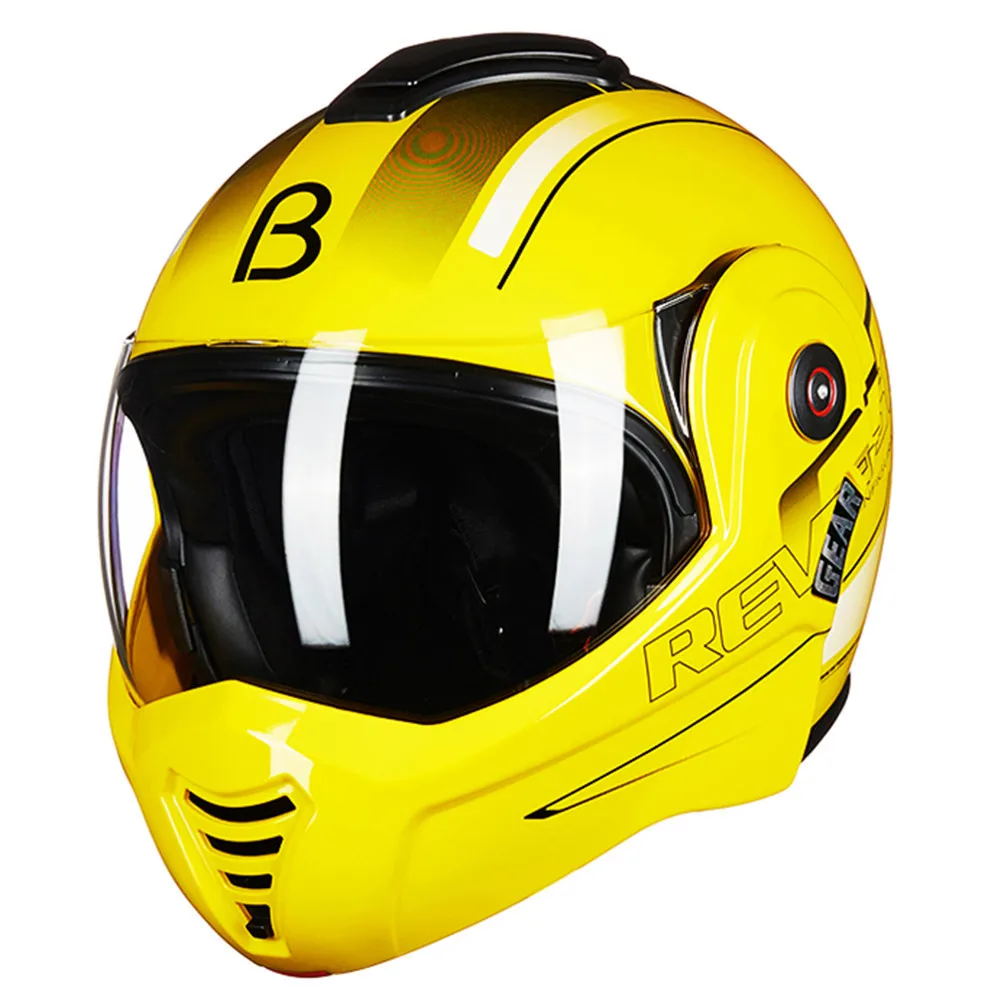 BEON 180 откидной мотоциклетный шлем модульный Открытый анфас шлем мото шлем мотоциклетный шлем Capacete шлемы ECE - Цвет: Yellow Black
