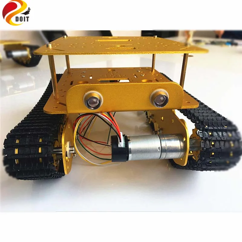 Smart RC Metal Tank Car with Shock Absorption Caterpillar Tracked Vehicle Chassis Frame Crawler Bearing Platform,Servos,Controll