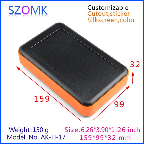 

1 piece free shipping power plastic enclosure abs pcb housing for electronics with rings in different colors 159x99x32 mm