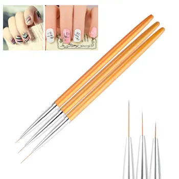 

KESMALL Newest! 3Pcs/set Gold Nail Art Lines Painting Pen Brush Fashion Professional 3D Design Manicure Drawing Tool Kit XN479M