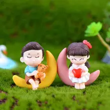 2 шт Луна пара ПВХ романтические художественные фигурки декоративные украшения для бонсай украшения для домашнего стола