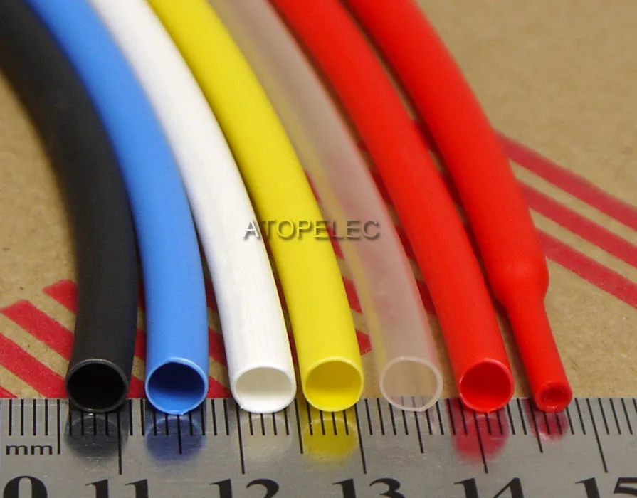 2M 4mm Diameter Adhesive Lined 3:1 Heat Shrink Tube Dual Wall Glue Wrap Wire Waterproof Black/Red/Yellow/Green/Blue/White/Clear |