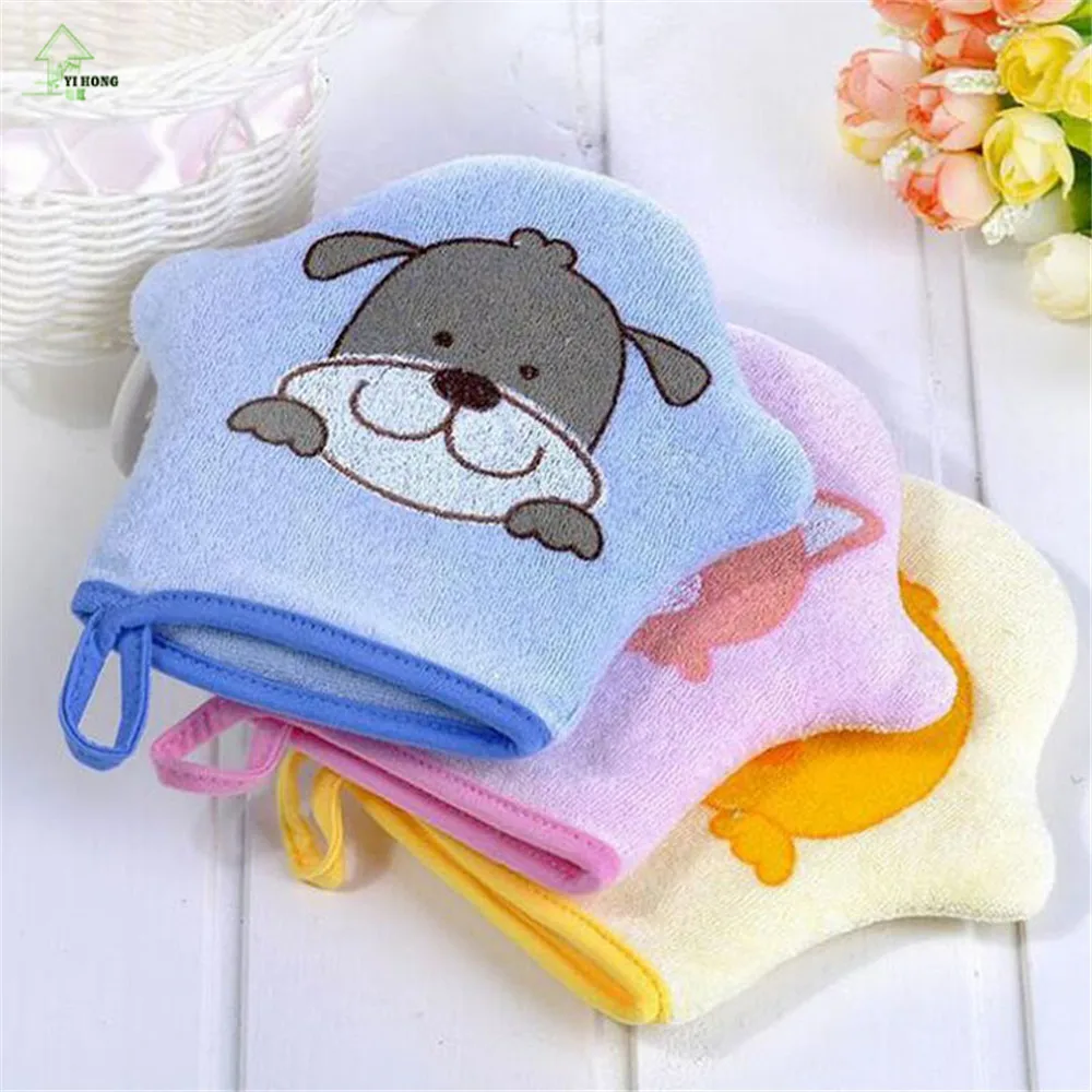 YI HONG Kid Baby Bath Brush Soft Mitt Glove Children Cartoon Baby Bath Accessories Shower Bathing Gloves Wash Cloth Towel