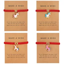 Счастливый красный нитка браслеты с изображением лошади розовый синий белый лошадь очарование для женщин ручной работы девушки Дружба Ювелирные изделия подарок с картой