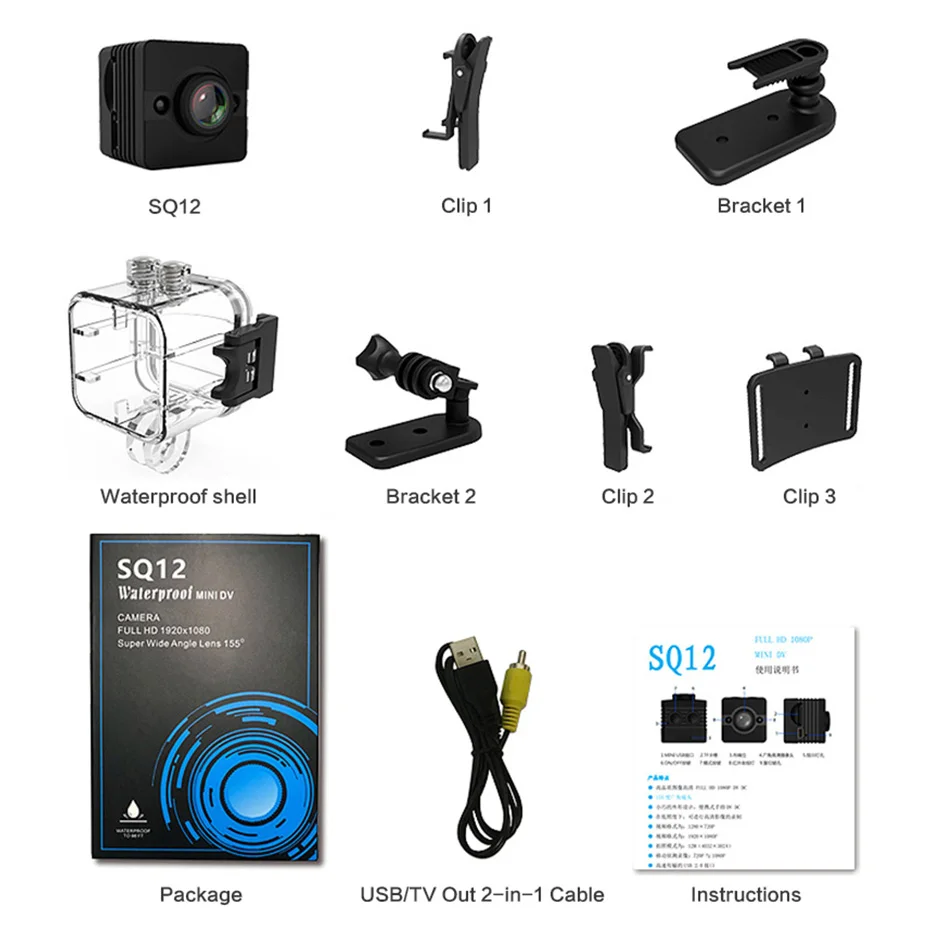 Мини камера SQ12 регистратор движения сенсор ночного видения водонепроницаемый корпус Micro Cam Full HD 1080 P AVI видео-камера регистратор Cam