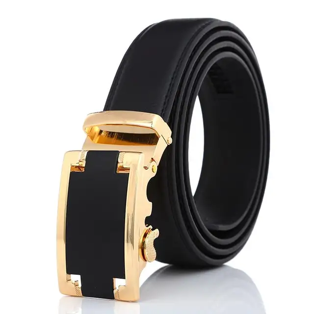 2017 Mens Fashion Genuine Leather Belt Men Belt Gold Automatic Buckle