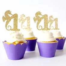 Пользовательские номер блеск морской конек кекс under под морем Пляж Свадебные украшения на день рождения поставки зубочистки