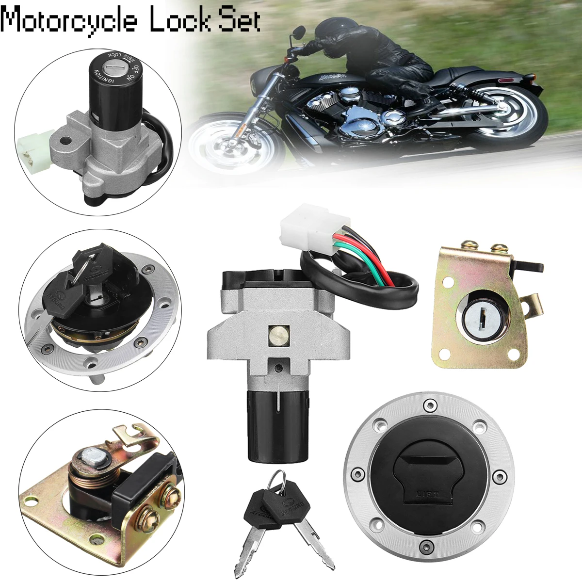 

Motorcycle Ignition Switch Fuel Gas Cap Seat Lock Key for Suzuki GS500 89-00 GSX400 GK79A 94-99 NEW ARRIVAL