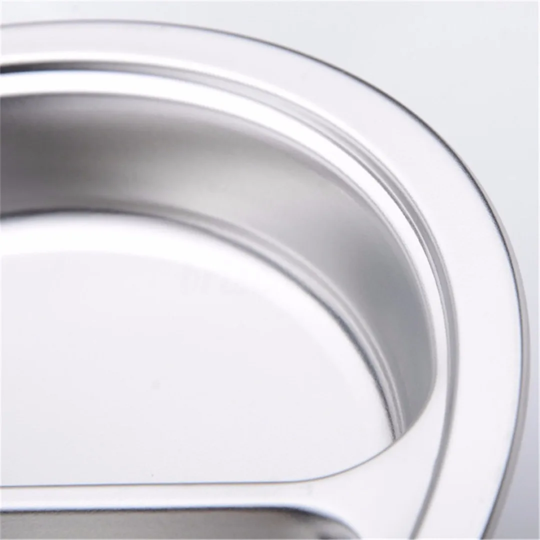 JX-LCLYL 22/24/26cm Dia 3 Sections Round Divided Dish Snack Dinner Plate Stainless Steel