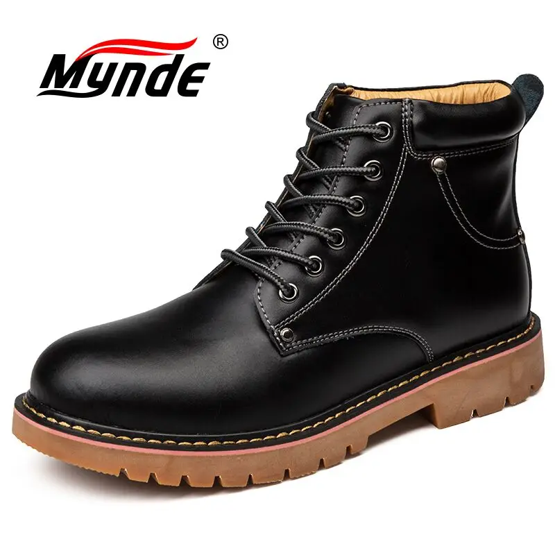 

Mynde 2019 New Genuine leather Men's Boots Spring Autumn And Winter Man Shoes Ankle Boot Men's Snow Shoes Work Motorcycle Boots