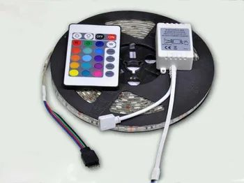 

2835 SMD 10M (2*5M) RGB LED Strip light 60LEDs/M + 24Key Remote Controller + 12V 3A Power Adapter For Indoor Decor Ribbon Tape