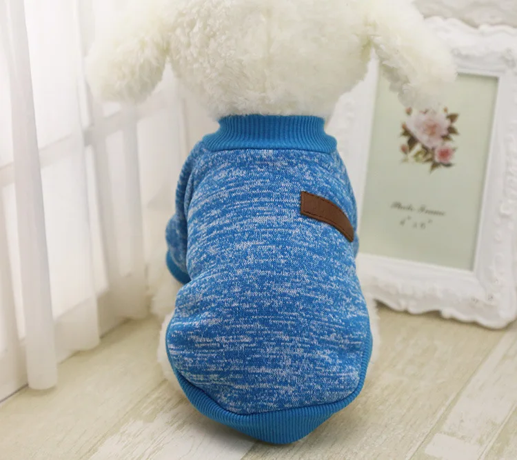 XS-XXL свитер с разноцветной отделкой Одежда для собак пальто куртка Щенок Костюм для маленьких собак и кошек одежда толстовки Чихуахуа Йорк теплый мягкий - Цвет: blue2