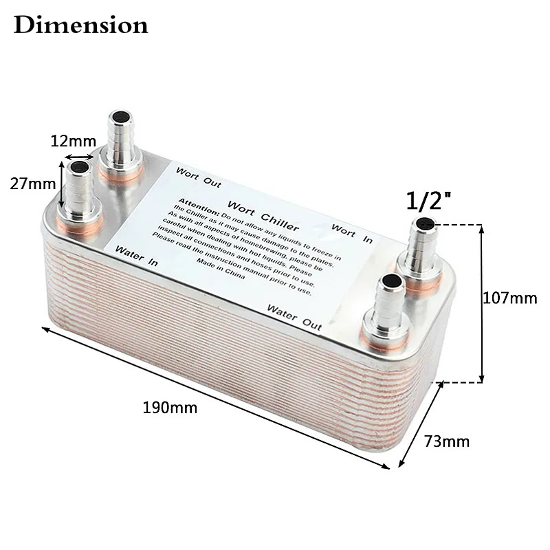 SUS304 теплообменник 30 пластины Чиллер Для Охлаждения пивного сусла с паяный пластинчатый проект пивное сусло охладитель для домашнего пивоварения Еда класс x 1/" NPT Barb шланг