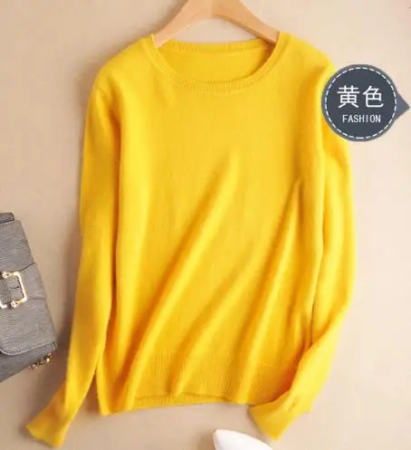 Высокое качество, корейский кашемировый Хлопковый вязаный свитер для женщин,, Осенний трикотажный пуловер, джемпер для женщин, женские свитера - Цвет: yellow