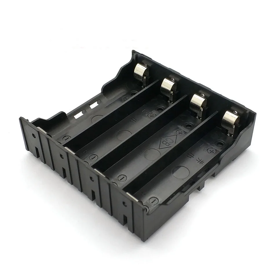 

High Quality 18650 Battery Box Holder Batteries Case for 4pcs 18650 in Parallel 3.7V Pole Black for soldering
