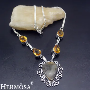 

HERMOSA Jewelry Fashion Necklace TIGER EYE 925 Sterling Silver Women Necklace18 inches HM820