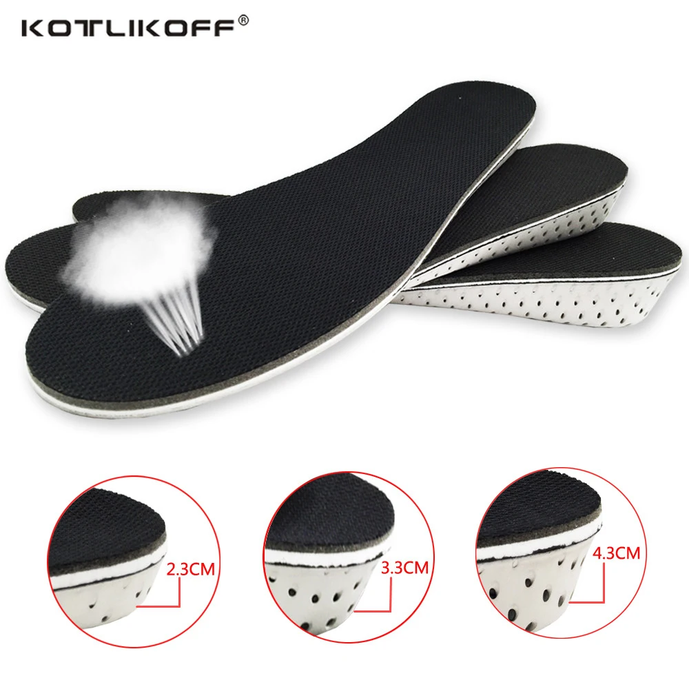 KOTLIKOFF ارتفاع زيادة المصاعد النعال منصات رغوة الذاكرة كعب رفع إدراج باطن للأحذية الرجال النساء حذاء وسادة للقدم تدليك