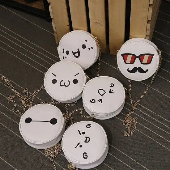 

2019 new Korean version of the big white beard cute expression small round bag shoulder diagonal small bag chain girl purse