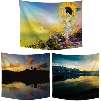 

Beautiful Landscape Tapestry Polyester Grass Kids Tree City Architecture School Dorm Home Living Room Bedroom Decoration Blanket