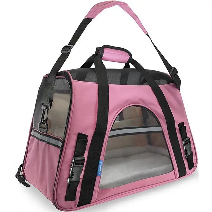 Новая уличная переноска для домашних собак дышащая складные дорожные сумки для собак кошек - Цвет: Розовый
