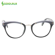 SOOLALA, кошачий глаз, стекло для чтения, для женщин и мужчин, чистые линзы, большая стеклянная оправа по рецепту, модное стекло для чтения es W/чехол+ от 0,5 до 4,0