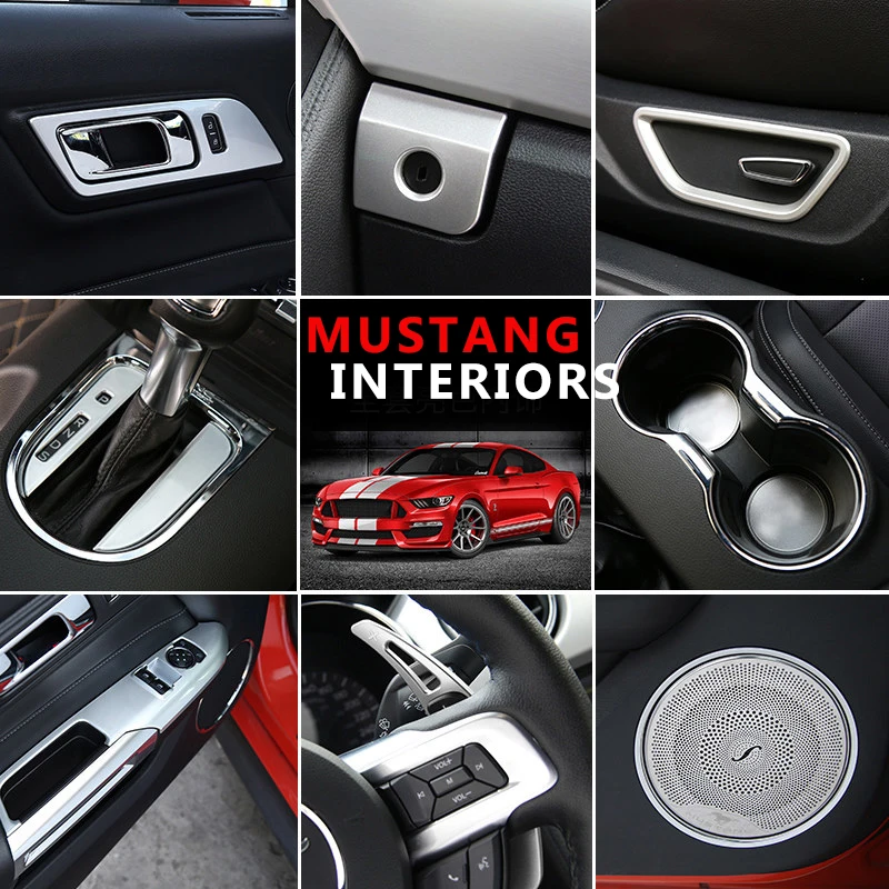 Подходит для Ford Mustang Тюнинг автомобилей полный набор салона Chrome Запчасти Интимные аксессуары для интерьера автомобиля Chrome Наклейки