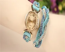 Vogue Sizzling NEW Relogio Rhinestone Watch Informal Summer season Type Cloth Bracelet Wristwatch Watch Girls Watches Free delivery