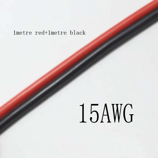15AWG 1 метр красный+ 1 метр Черный силиконовый кабель 10AWG 12AWG 13AWG 16AWG 18AWG 20AWG 22AWG 30AWG теплостойкий мягкий силиконовый силикагелевый провод - Цвет: 15AWG