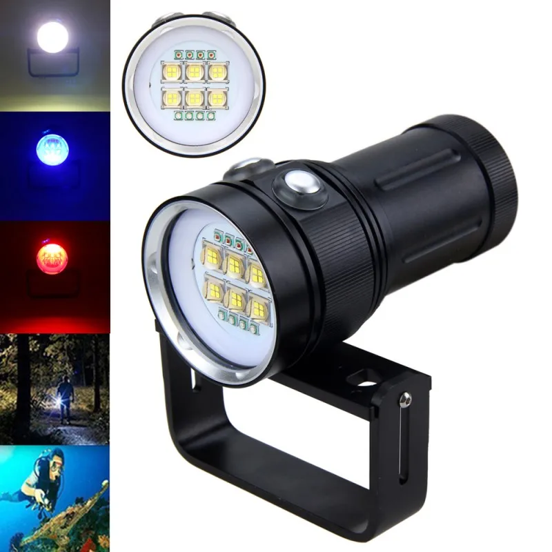 

20000LM underwater photographing Diver Light 14X SSC-P7 Blue Red Diving Scuba Flashlight Torch Bracket Mount multifunction 100m