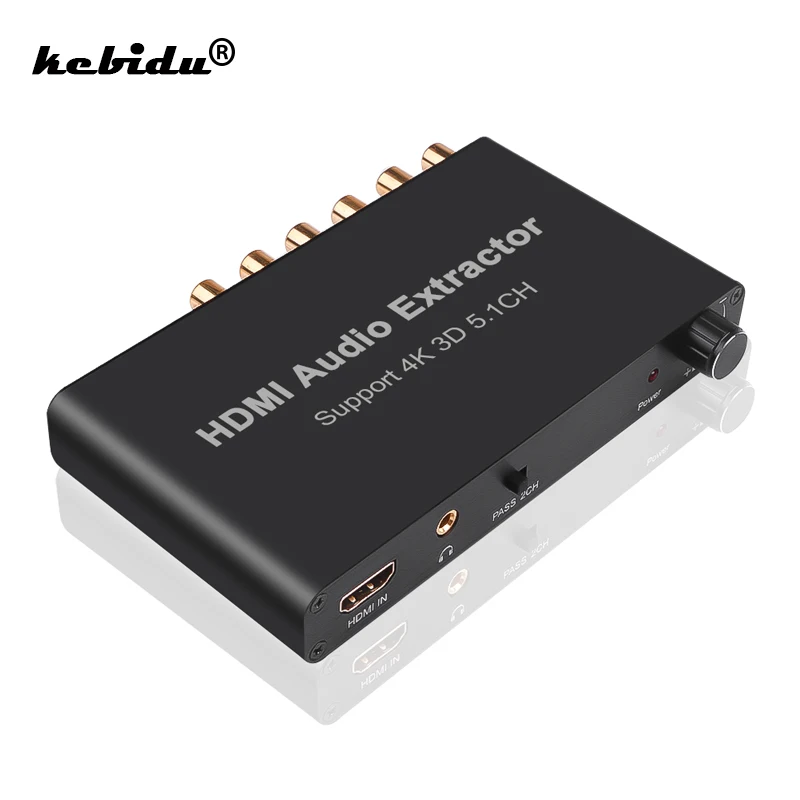 

Kebidu HDMI Audio Extractor Decode 5.1CH Amplifier Analog Converter AC3/DST to 5.1 Coaxial to RCA Support 4K 3D for PS4 DVD