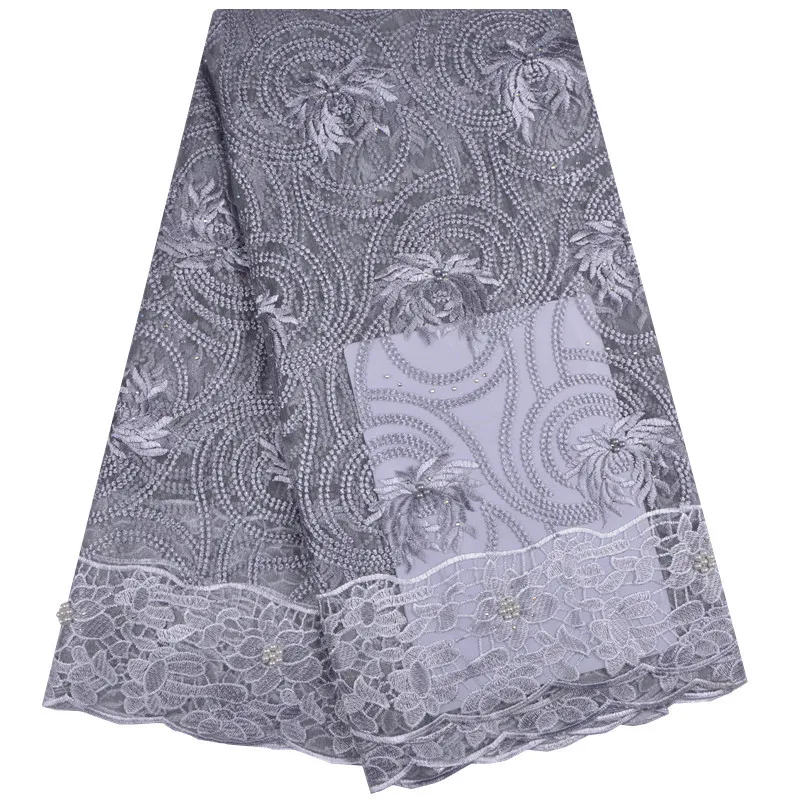 

Latest 2018 African Grey Lace Fabric The bead decoration, Nigerian Wedding Embroidered French Tulle Lace Fabric For Bridal,S1250