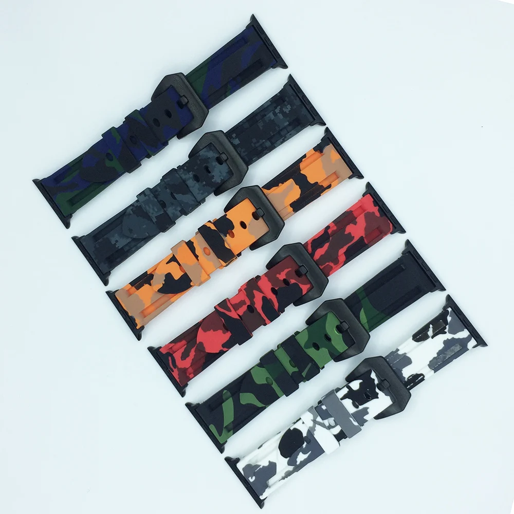 

Silicone Camouflage Pattern Watch Bands For Apple watch Series 5 4 3 2 1 40mm 44mm, Watch Strap for iWatch 38mm 42mm
