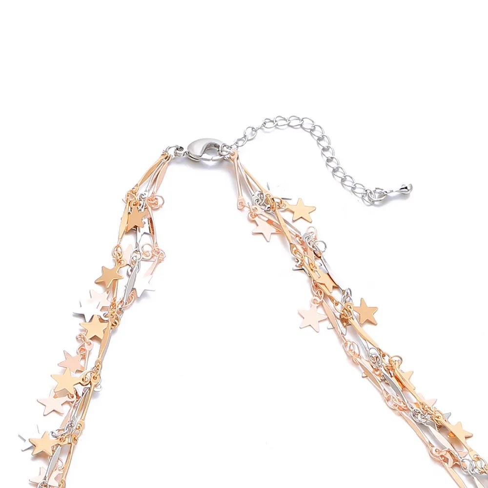 Boho Sequins чокер многослойная подвеска в виде звезды для женщин цепочка эффектное ожерелье ромашка bijoux вечерние ювелирные изделия Новинка