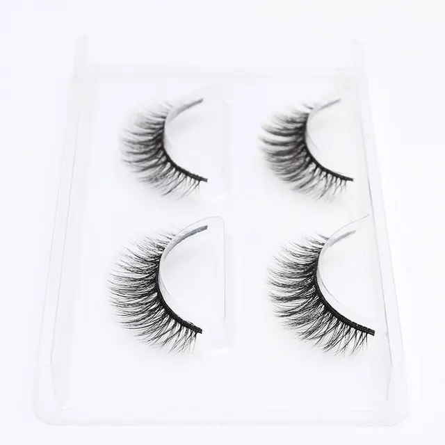 LEHUAMAO 2 Pairs 3D Mink Lashes Natural Long False Eyelashes Dramatic Volume Fake Lashes Makeup Eyelash Extension Silk Eyelashes 754