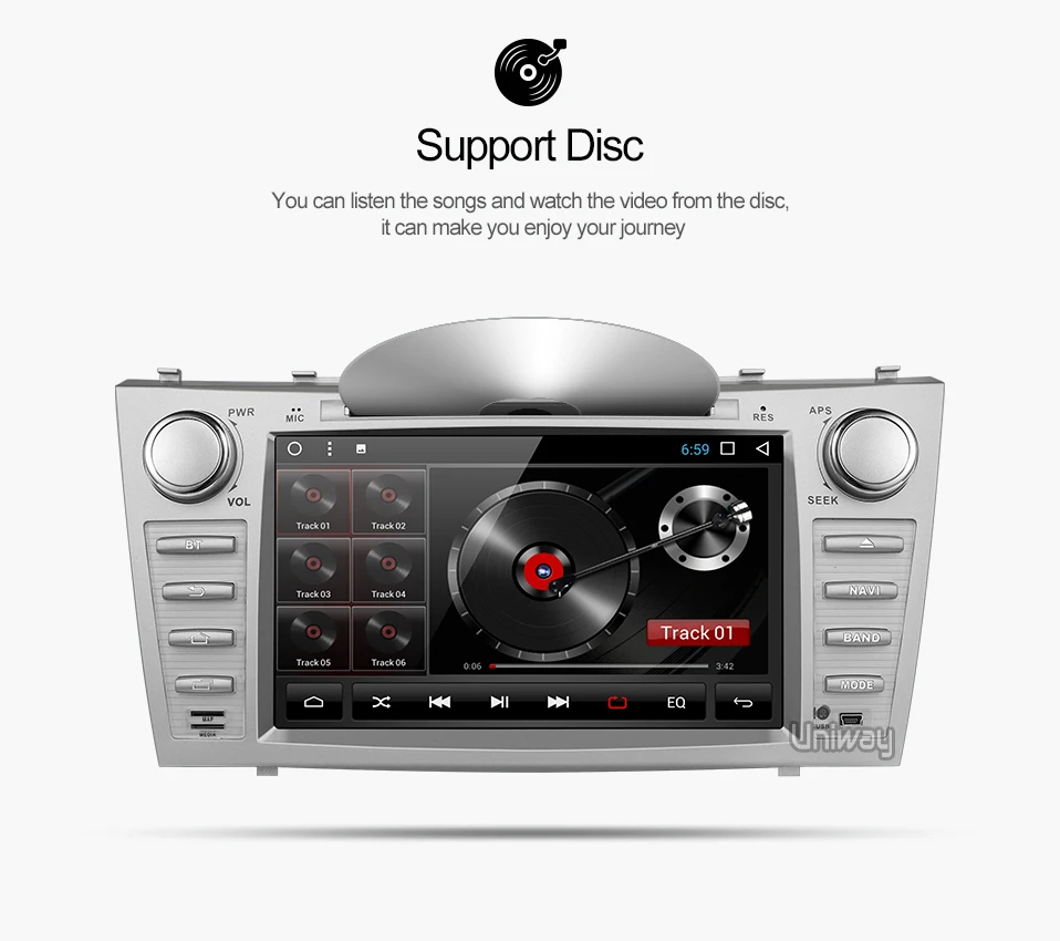 Perfect uniway ZKMR8071 2G+32G 2 din android 7.1 car dvd for toyota camry 2007 2008 2009 car radio gps navigation  with steering wheel 18