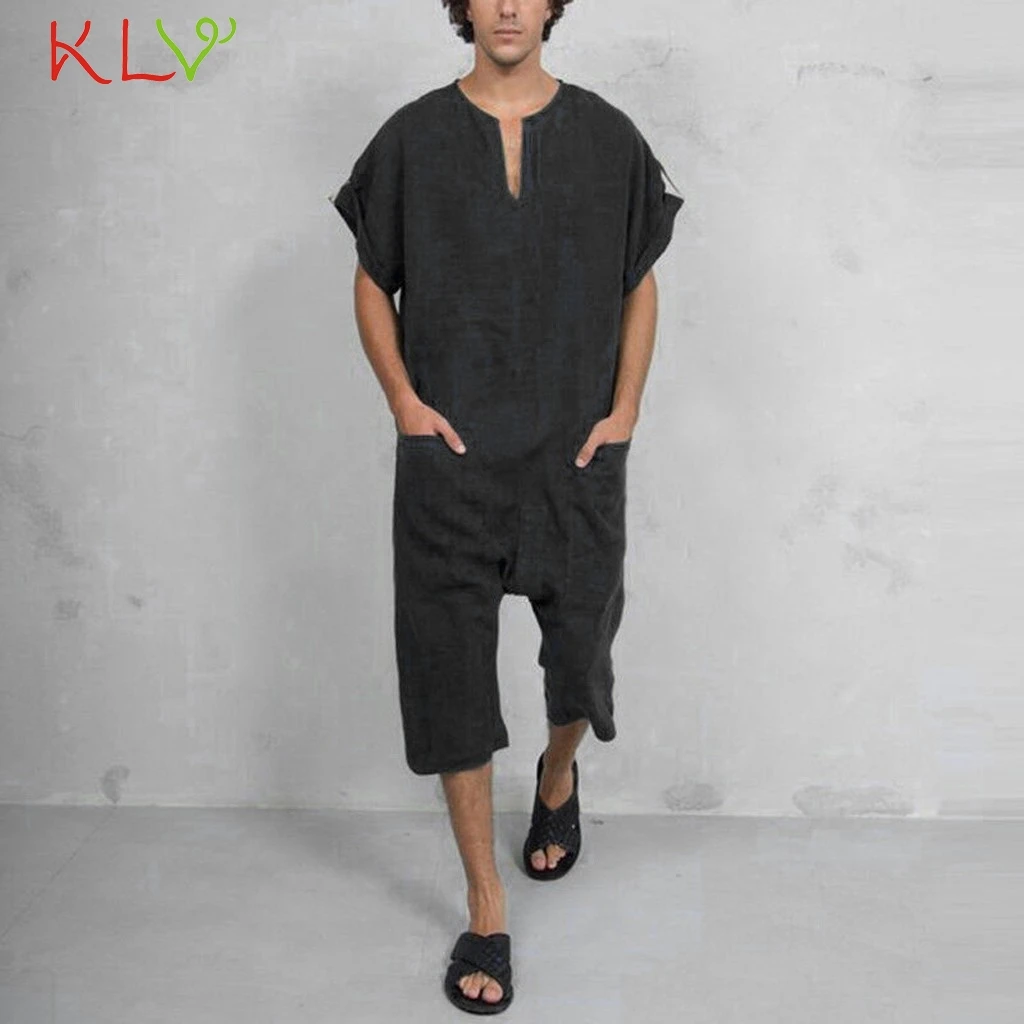 Спортивный костюм для мужчин, летний хлопковый льняной Повседневный Свободный комбинезон, штаны, однотонный топ, Мужские штаны для фитнеса, Hombre Cortos Modis 19Apr1