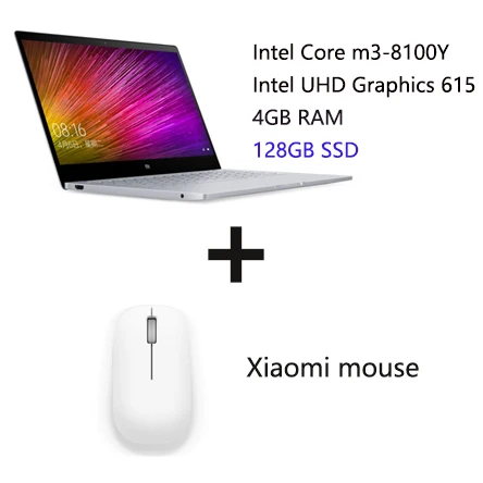 Xiaomi Laptop Air 12,5 ''Intel Core M3-8100Y двухъядерный ноутбук 4 ГБ ОЗУ 128 Гб SSD Двухдиапазонная HDMI Windows10 1080P HD камера - Цвет: M3 128GB Set1