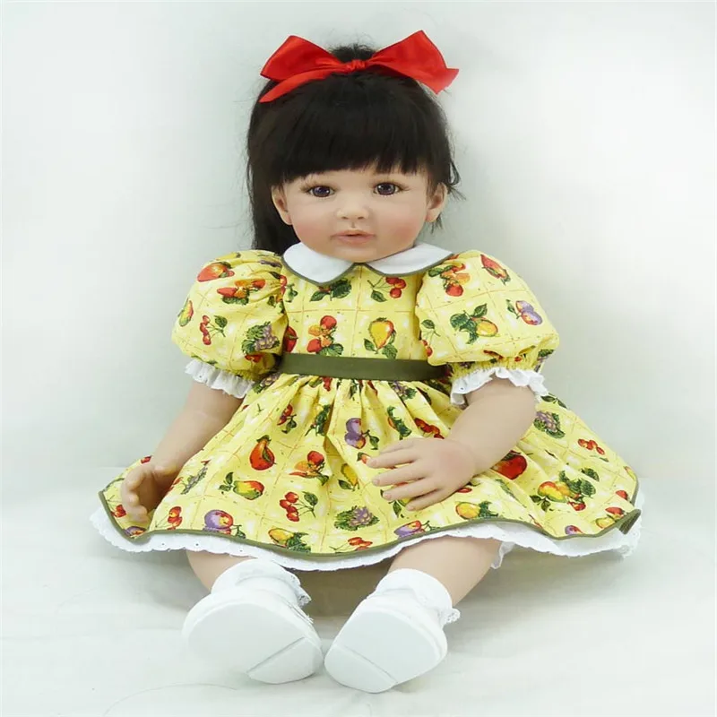 

SanyDoll 22 inch 55 cm reborn Silicone dolls, Yellow flower skirt beautiful girl