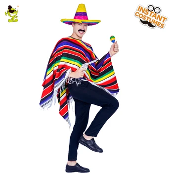 

Funny Adult Unisex Mexican Cape Mens Carnival Party Fancy Dress Colorful Cape Halloween Costume For Men Purim Holiday Using