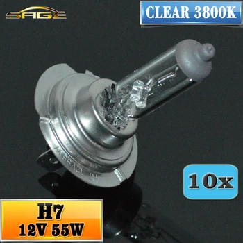 

Hippcron H7 Halonge Lamp 12V 55W Clear 3800K HeadLight 10 PCS Bulb Glass Car Halogen Light