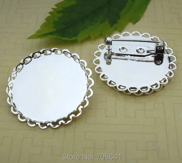 Buy Blank Brooches Base Double Circle Lace Bezel Back Pins Resin Cabochons