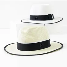 OZyc Новая мода Панама шляпа с большими полями Солнцезащитная соломенная шляпа женская летняя Солнцезащитная шляпа с лентой Складная регулируемая