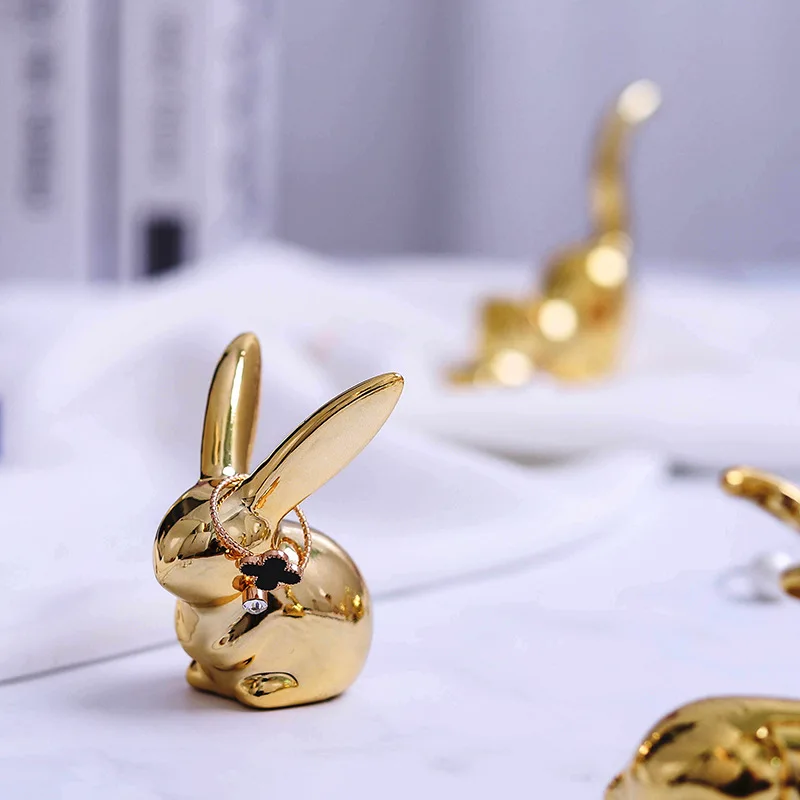 

Ins creative ornaments ceramic crafts home living room porch desktop mini rabbit Nordic flamingo rabbit Tea Pet