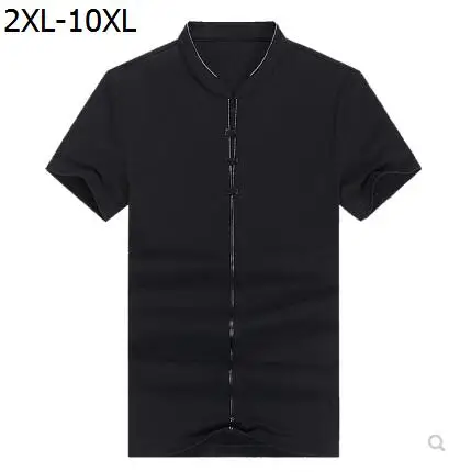 

New 2019 summer men business leisure stand collar tee tops short sleeve t shirt plus size 3-5xl 6xl 7xl 8xl 9xl 10xl