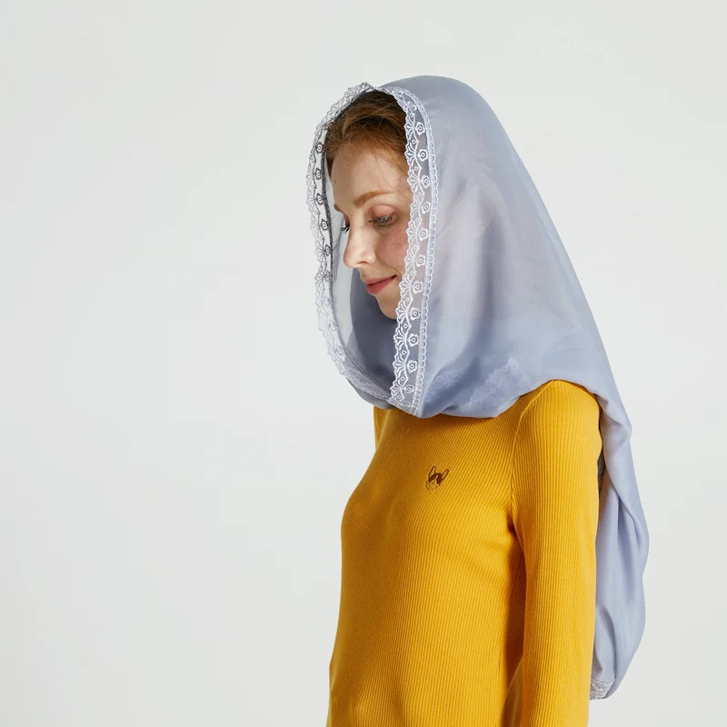 Leo anvi Шелковый шифоновый шарф-кольцо шарф женский кружевной вуаль повязка на голову крышка Мантилья латинская масса сплошной Бесконечность мусульманский хиджаб