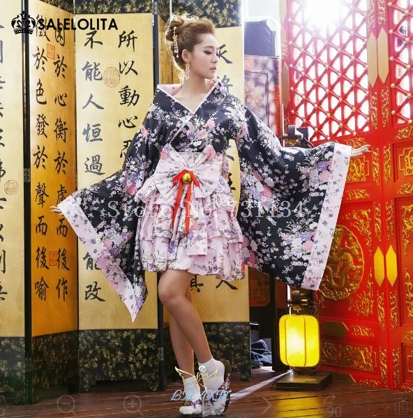 Fashion Cherry Blossom Festival Kimono Girls Japanese Cosplay Cherry